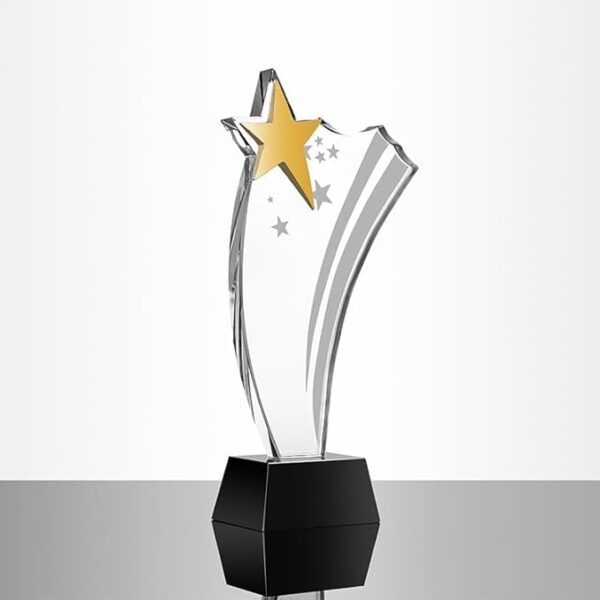 GS135 Black Base Crystal Trophy Award with Stars Design - Image 4