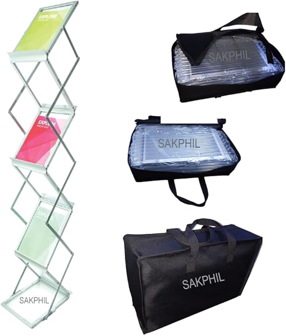 GS126 SAKPHIL Aluminum Foldable Literature/Magazine Leaflet Flyer Holder