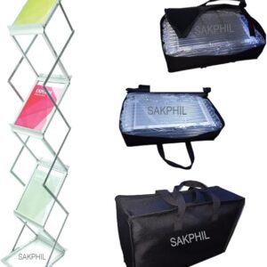 SAKPHIL Aluminum Foldable Literature Holder Magazine Rack Brochure Display Stand