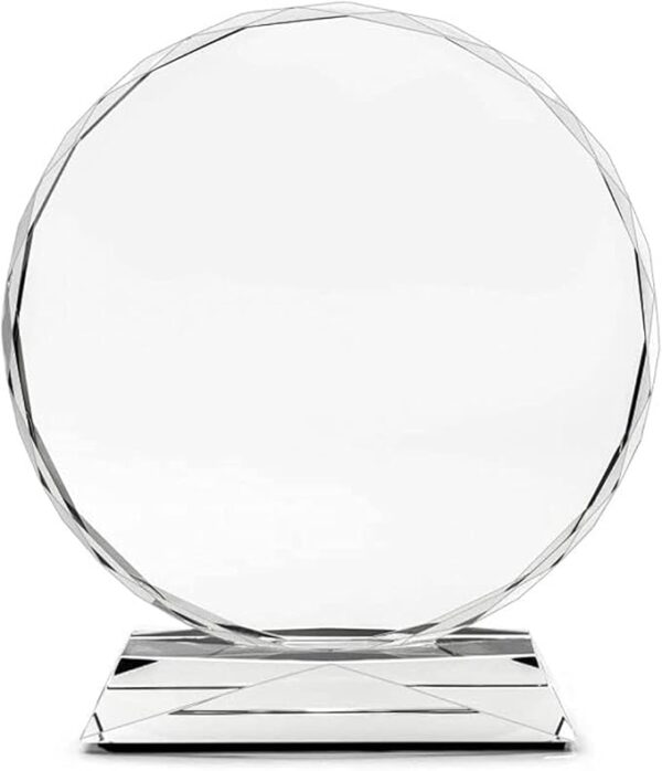 GS134 Circular Crystal Trophy, Crystal Glass Award (10cm) - Image 2