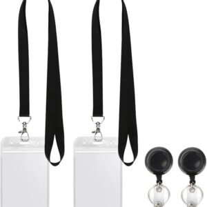 GS118 Black Lanyard Retractable Badge Reel with ID Badge Holder