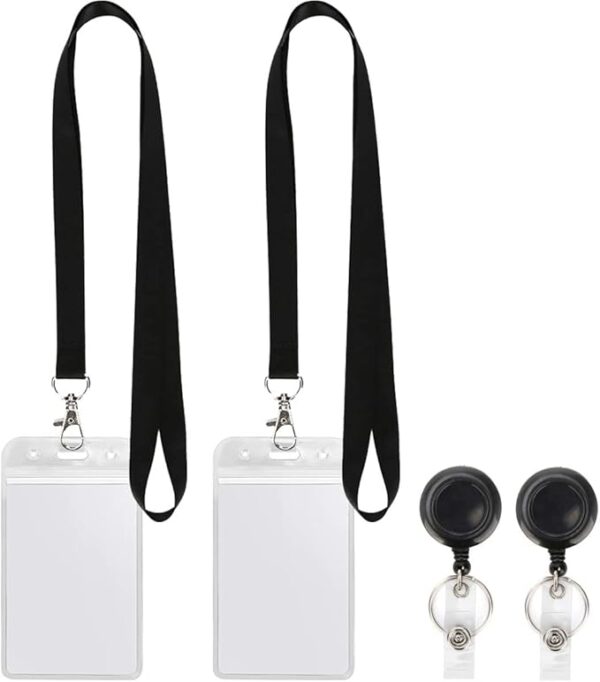 GS118 Black Lanyard Retractable Badge Reel with ID Badge Holder