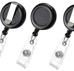 GS120 5Pcs Retractable Name Badge Holder Reel with Belt Clip Badge