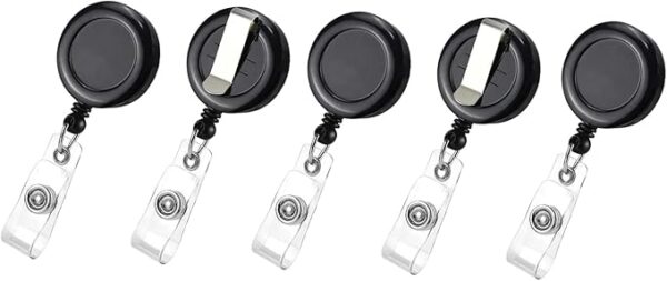 GS120 5Pcs Retractable Name Badge Holder Reel with Belt Clip Badge
