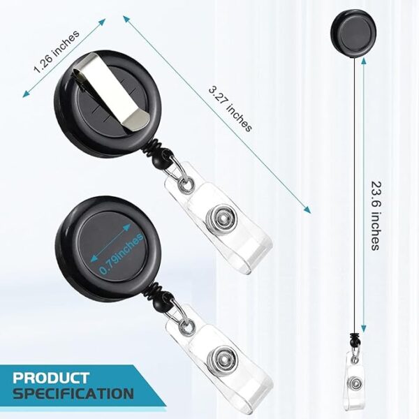 GS120 5Pcs Retractable Name Badge Holder Reel with Belt Clip Badge - Image 2