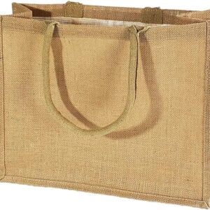 SAKPHIL Jute Burlap Tote Bags Soft Cotton Handles Shopping Bags| 43cm x35cmx12cm