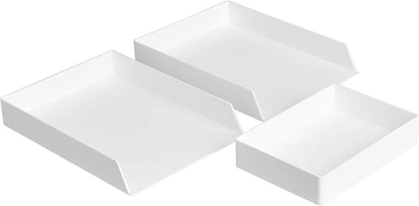 GS109 Basics Stackable Office Letter Organizer Desk Tray - Pack of 2 (Black) - Image 4