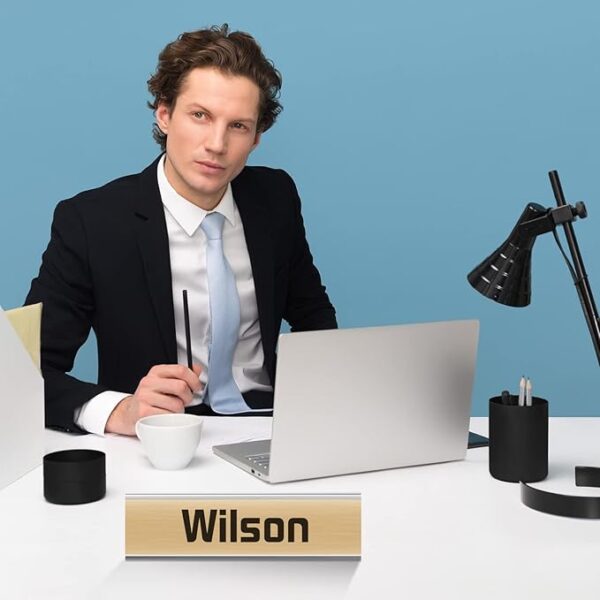 4 Pack Aluminum Name Plate Holder for Desk, 6 x 20 cm Office Business Door Sign Holder - Image 2