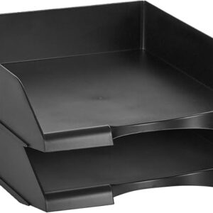 GS109 Basics Stackable Office Letter Organizer Desk Tray - Pack of 2 (Black)