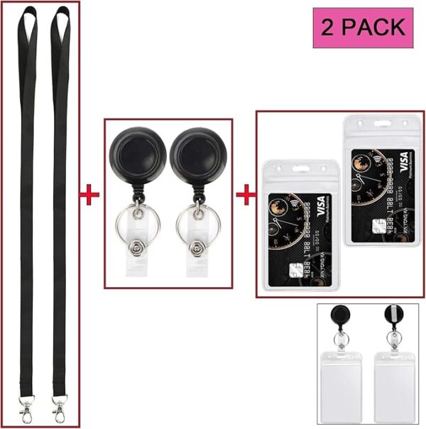 GS118 Black Lanyard Retractable Badge Reel with ID Badge Holder - Image 4