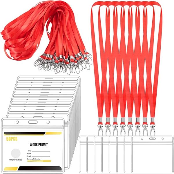 GS117 25PC Sets Clear Name Tags with Lanyard